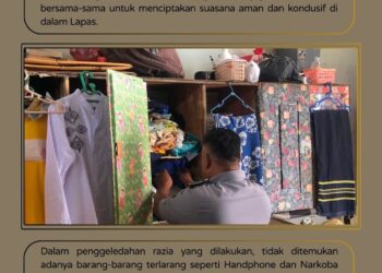 Foto: Pegawai Staf Lapas Kelas IIA Banda Aceh Lakukan Penggeledahan Di Kamar Wbp.