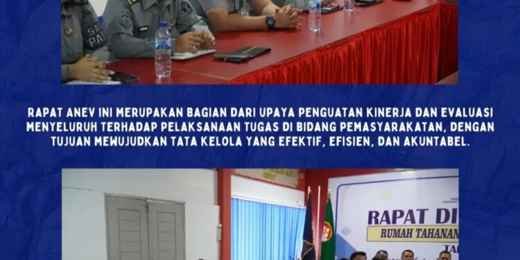 Rapat Anev Dihadiri Pejabat Struktural Dan Staff Rutan Kelas I Medan Menyimak Paparan Yang Disampaikan Ditjenpas Melalui Virtual.(Doc/Foto:Rutan Kelas I Medan)
